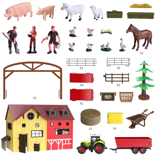 Dwi Dowellin Barn Farm Animal Toys for Kids,Tractor Trailer with Lights & Sound, Farm Barn Playset Horse Stable,Farm Accessories, Pig,Sheep,Goose Duck Birthday Gifts for Kids Toddlers Boy Girl 3-7 Years Old - Image 5