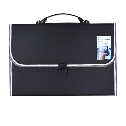 SPS 13 Pocket Expanding File Folder with Buckle Closure,Label Index and Handle for A4/Foolscap/Legal Documents (Black) - Image 2