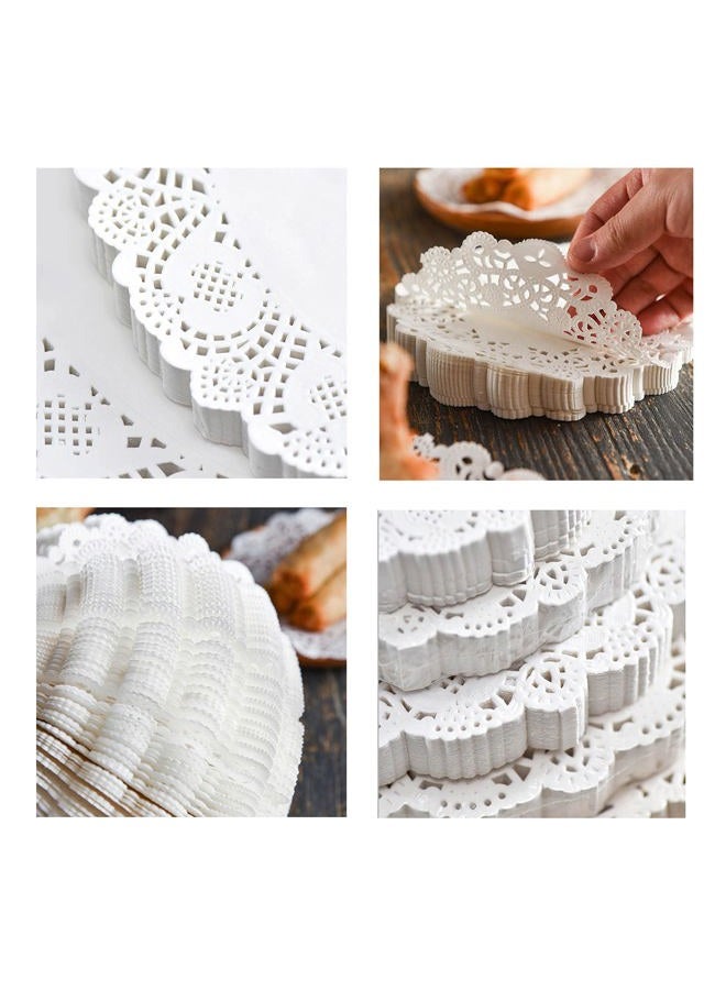 YESON 4 inch Round Paper Doilies/Lace Paper Placemats/Disposable Greaseproof Doilies,White,Pack of 100 - Image 4