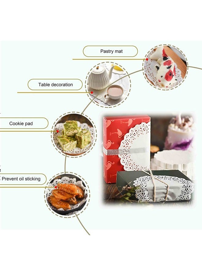 YESON 4 inch Round Paper Doilies/Lace Paper Placemats/Disposable Greaseproof Doilies,White,Pack of 100 - Image 3