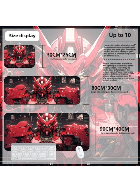 Mouse Pad Oversized Gundam Computer Keyboard Pad Cartoon Game Mouse Pad Boys E-sports Computer Thickened Desk Pad-Color:900*400*3mm-Pattern:Up To 10