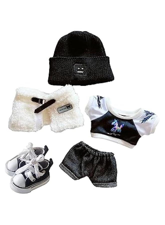 20cm Plush Doll Clothes Set, Kpop Doll Outfit Plush Coat Pants Shoes for 8 inch Plush Doll Soft Stuffed Animal, Dress-Up Play (Mechanical Vest Four pcs) - Image 1