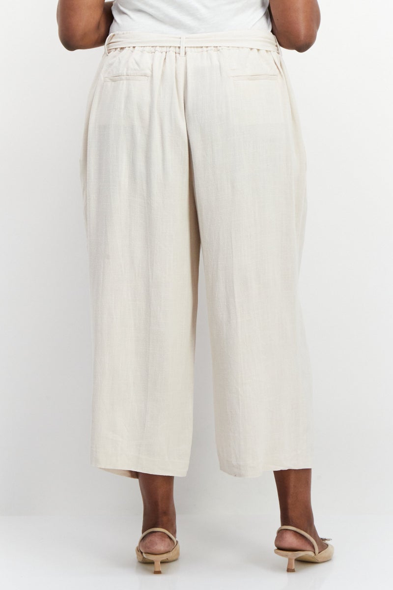 Bar III Women Plus Size Solid Palazzo Pants, Cream - Image 2