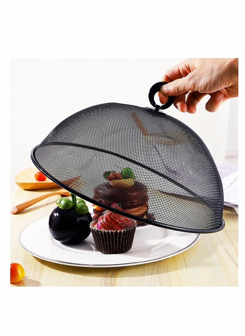 Excefore Mesh Food Cover, Stainless Steel Mesh Screen Food Tent Dining Table Round Umbrella Reusable Outdoor Picnic Food Lid Anti Fly Bugs Mosquitoes, 11.8Inch(Black)  - Image 2