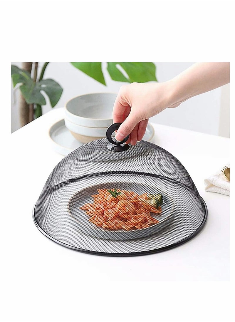 Excefore Mesh Food Cover, Stainless Steel Mesh Screen Food Tent Dining Table Round Umbrella Reusable Outdoor Picnic Food Lid Anti Fly Bugs Mosquitoes, 11.8Inch(Black)  - Image 4