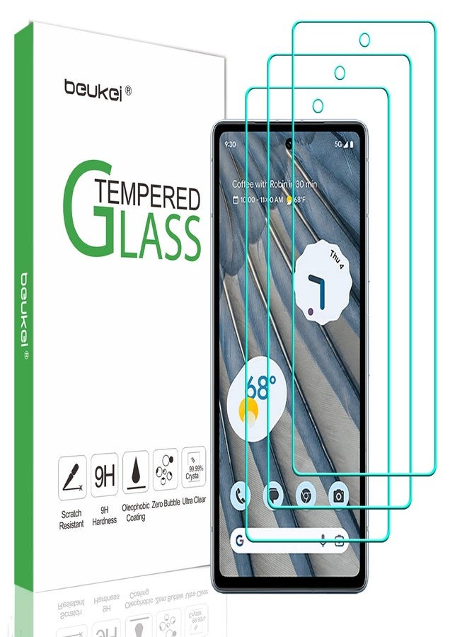 beukei (3 Pack) Compatible for Google Pixel 7a 5G / Google Pixel 7a Screen Protector Tempered Glass,Touch Sensitive,Case Friendly, 9H Hardness - Image 1