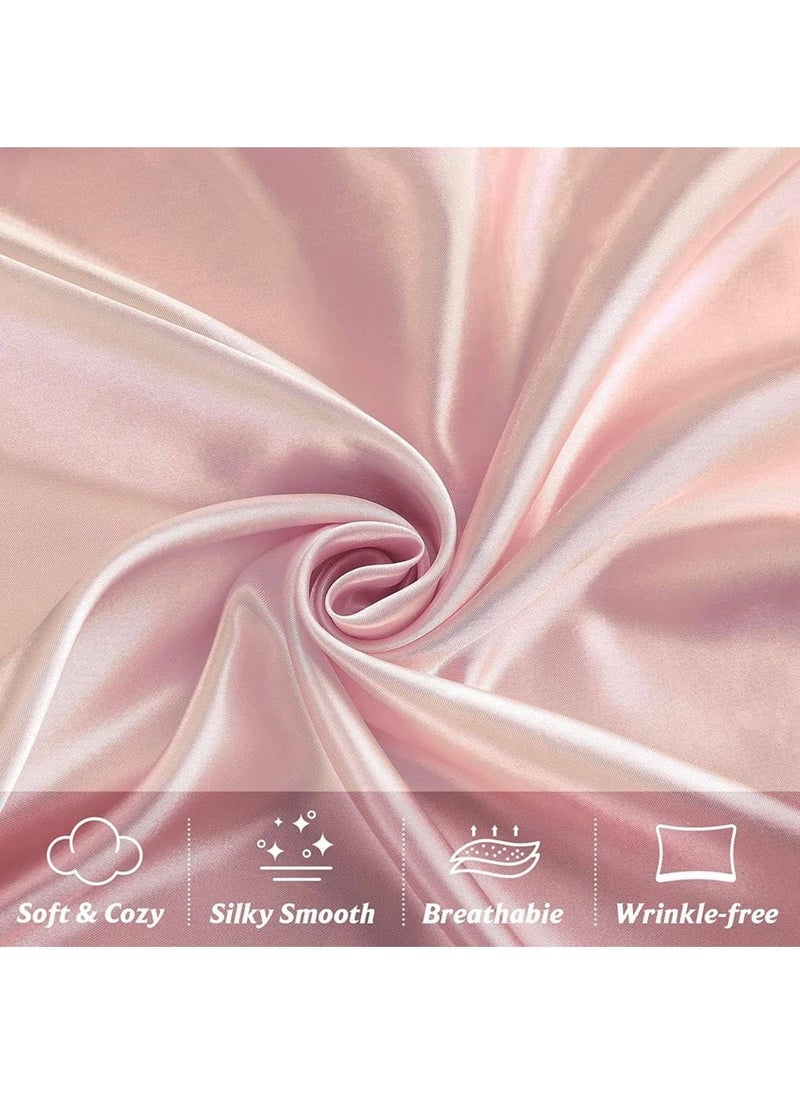 DD RETAILS - DD Retails Satin Silk Pillow Cover Set for Hair and Skin || Pillow Cases with 3 Piece Satin Scrunchies for Women || Soft Silk Pillow Covers with Envelope Closure End Design (Rose Gold) - Image 1