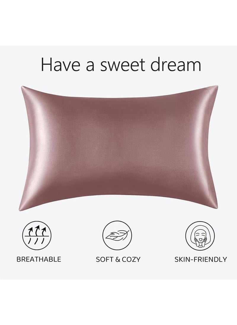 DD RETAILS - DD Retails Satin Silk Pillow Cover Set for Hair and Skin || Pillow Cases with 3 Piece Satin Scrunchies for Women || Soft Silk Pillow Covers with Envelope Closure End Design (Rose Gold) - Image 1