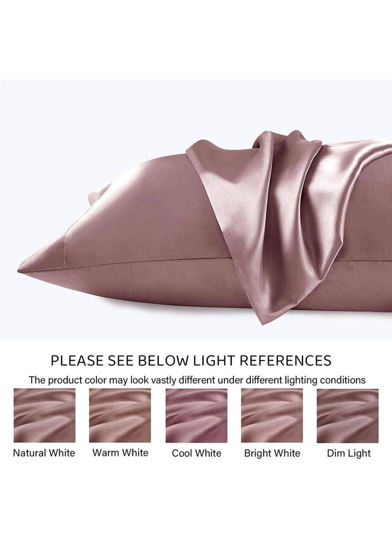 DD RETAILS - DD Retails Satin Silk Pillow Cover Set for Hair and Skin || Pillow Cases with 3 Piece Satin Scrunchies for Women || Soft Silk Pillow Covers with Envelope Closure End Design (Rose Gold) - Image 1