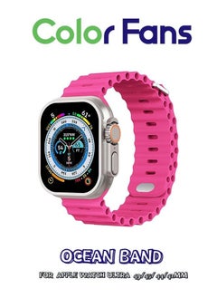 Soft Silicone Ocean Sports Strap Compatible Apple Watch Ultra 49mm 45mm 44mm 42mm for Men Women, Adjustible Watch Band for Apple Watch Ultra/SE/Series 9/8/7/6/5/4/3/2/1 - Barbie Pink