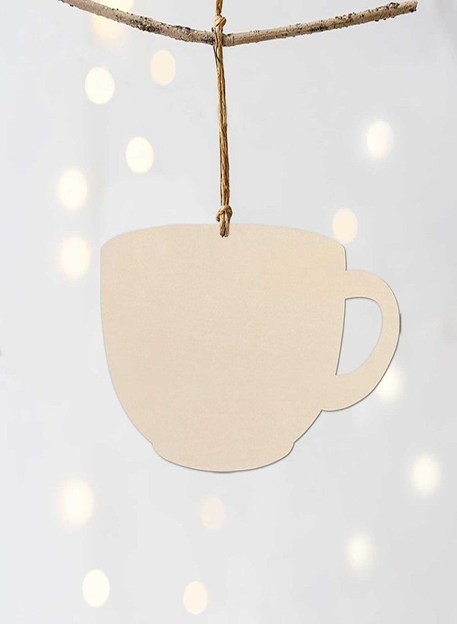 JANOU 20pcs Teacup Shaped Wood Cutouts DIY Craft Tea Cup Unfinished Wood Tags Ornaments for Wedding Birthday Summer Teatime Party Decoration - Image 4