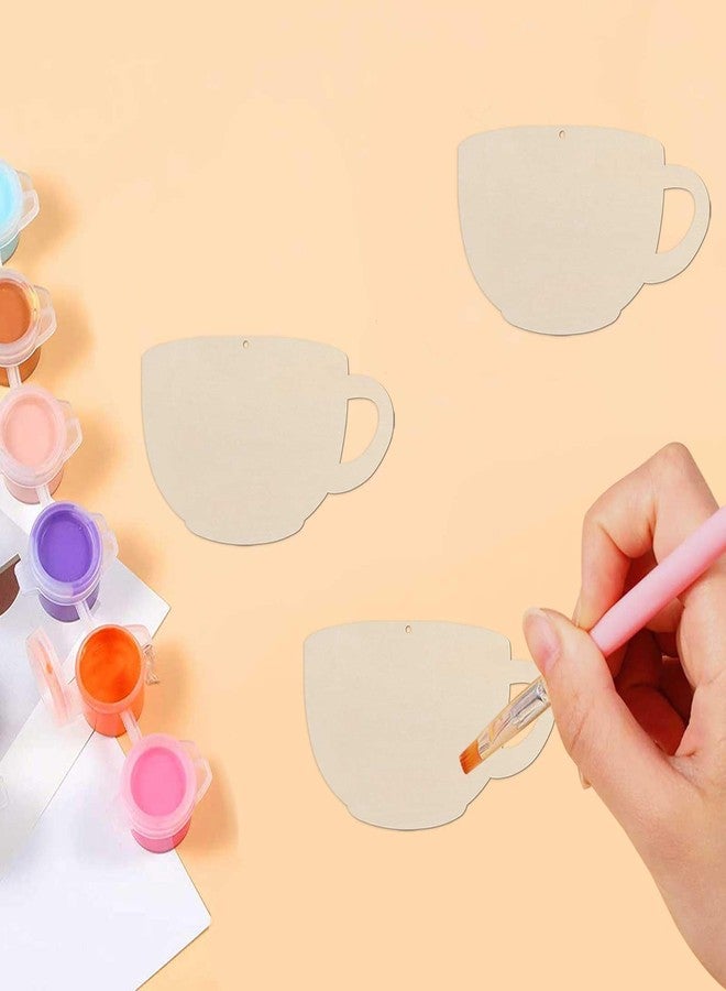 JANOU 20pcs Teacup Shaped Wood Cutouts DIY Craft Tea Cup Unfinished Wood Tags Ornaments for Wedding Birthday Summer Teatime Party Decoration - Image 3