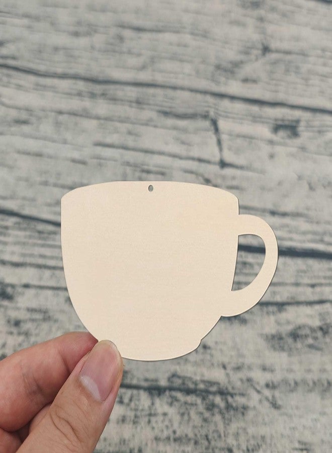 JANOU 20pcs Teacup Shaped Wood Cutouts DIY Craft Tea Cup Unfinished Wood Tags Ornaments for Wedding Birthday Summer Teatime Party Decoration - Image 5