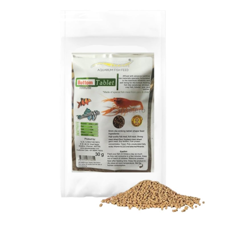 SANSEFERO Premier Plants Bottom Tablet Fish Feeder Tablet Feed for Plecos, Shrimps, Lobster, Crabs, Cray Fish and Lobster All Life Stages (30 Gram) - Image 1