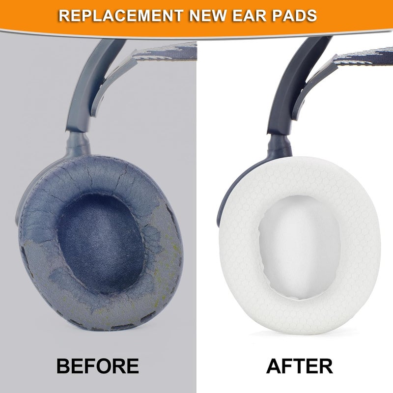 defean Nova Pro Wireless Earpads - defean Replacement Ear Cushion Ear Pads Compatible with Steelseries Arctis Nova Pro Wireless/Arctis Nova Elite Headphones (White Mesh Fabric) - Image 5