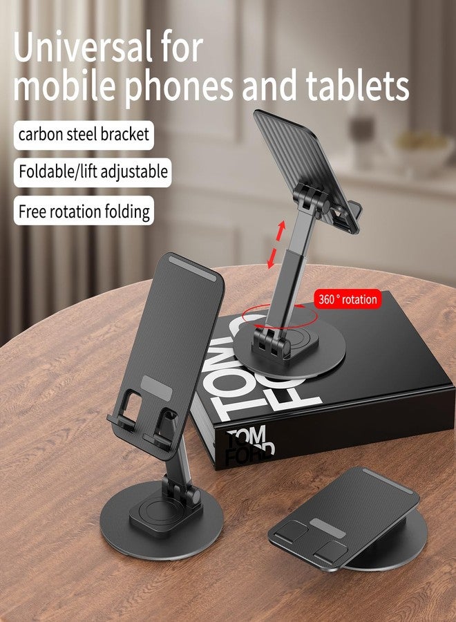 CXTX 360° Degree Rotating Mobile Phone Holder,Fully Adjustable Foldable Desktop Phone Holder Stand Base,Foldable Desktop Cell Phone Stands for iPhone17 16 15 Pro Max Plus iPad Samsung (K39B-black) - Image 2