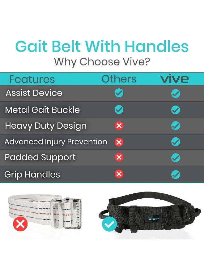 Vive With Handles Medical Nursing Safety Gait Patient Assist Bariatric Pediatric Elderly Handicap Occupational & Physical Therapy Pt Gate Strap Quick Release Metal Buckle Transfer Belt - Image 2