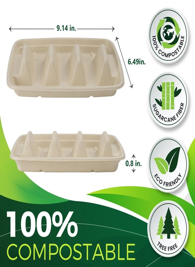BIRCHIO 100 Pack Heavy Duty Disposable Fiesta Taco Holders, Taco Plates with 3 Dividers Serving for Party, Taco Stand for Taco Tuesday, Perfect for Taco Bar Supplies - Image 2