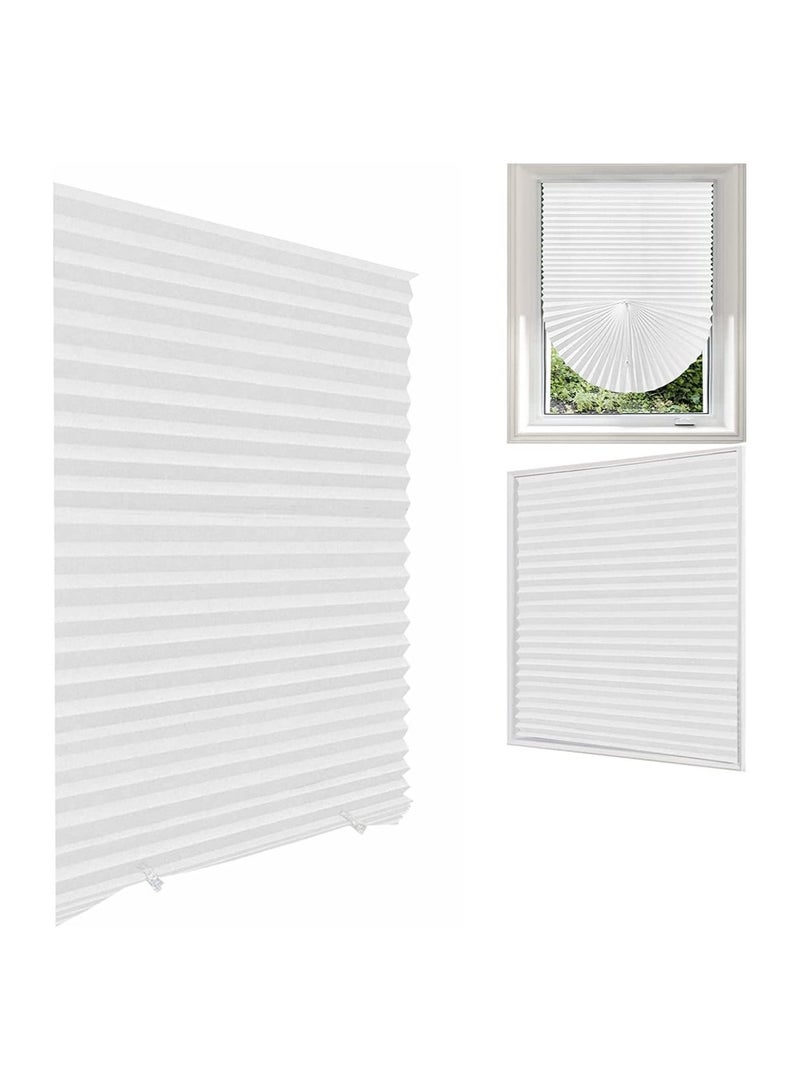 ستائر معتمة مطوية للنوافذ وحاجز للغبار وحماية الخصوصية وستائر لاصقة لغرفة النوم والمطبخ والحمام والنوافذ باللون الأبيض - Image 1