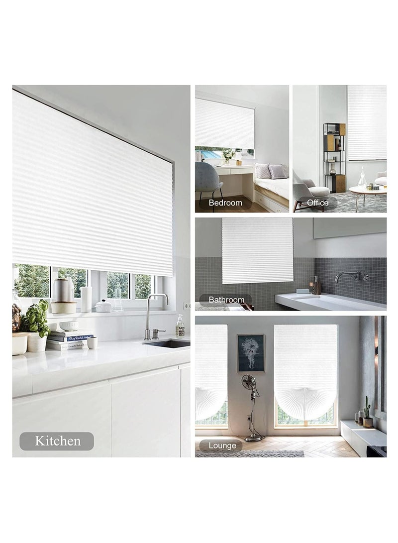 ستائر معتمة مطوية للنوافذ وحاجز للغبار وحماية الخصوصية وستائر لاصقة لغرفة النوم والمطبخ والحمام والنوافذ باللون الأبيض - Image 3