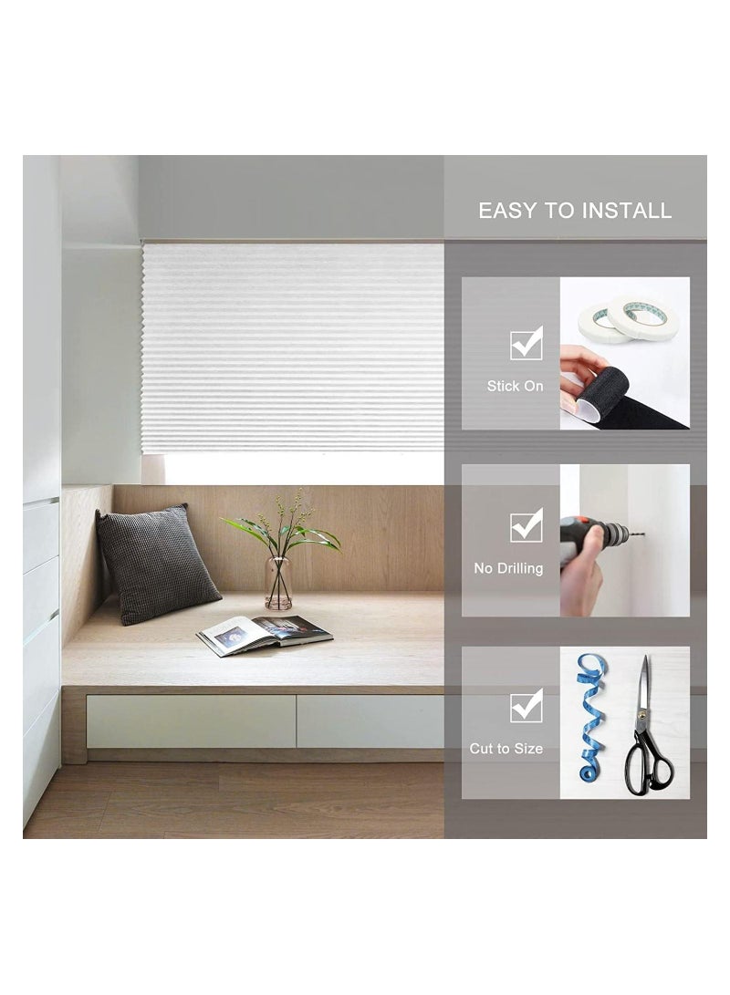 ستائر معتمة مطوية للنوافذ وحاجز للغبار وحماية الخصوصية وستائر لاصقة لغرفة النوم والمطبخ والحمام والنوافذ باللون الأبيض - Image 4