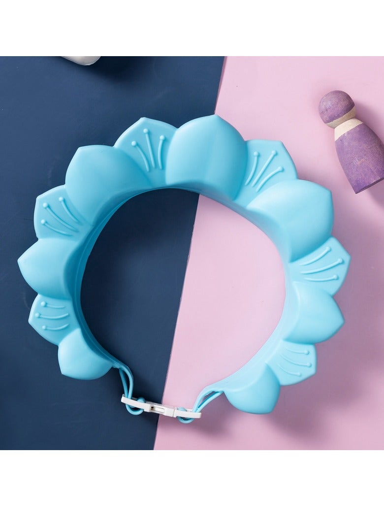 SYOSI Baby Shower Cap Adjustable Silicone Shampoo Bath Cap Protection Cap Safe Shampoo Shower Hat Waterproof Bathing Hat Infants Soft Shampoo Hat for Infants Toddlers Kids Children  Clip Blue  - Image 2