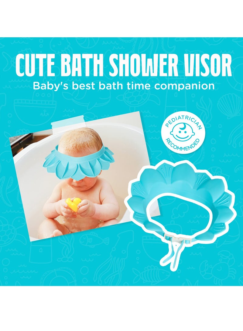SYOSI Baby Shower Cap Adjustable Silicone Shampoo Bath Cap Protection Cap Safe Shampoo Shower Hat Waterproof Bathing Hat Infants Soft Shampoo Hat for Infants Toddlers Kids Children  Clip Blue  - Image 4