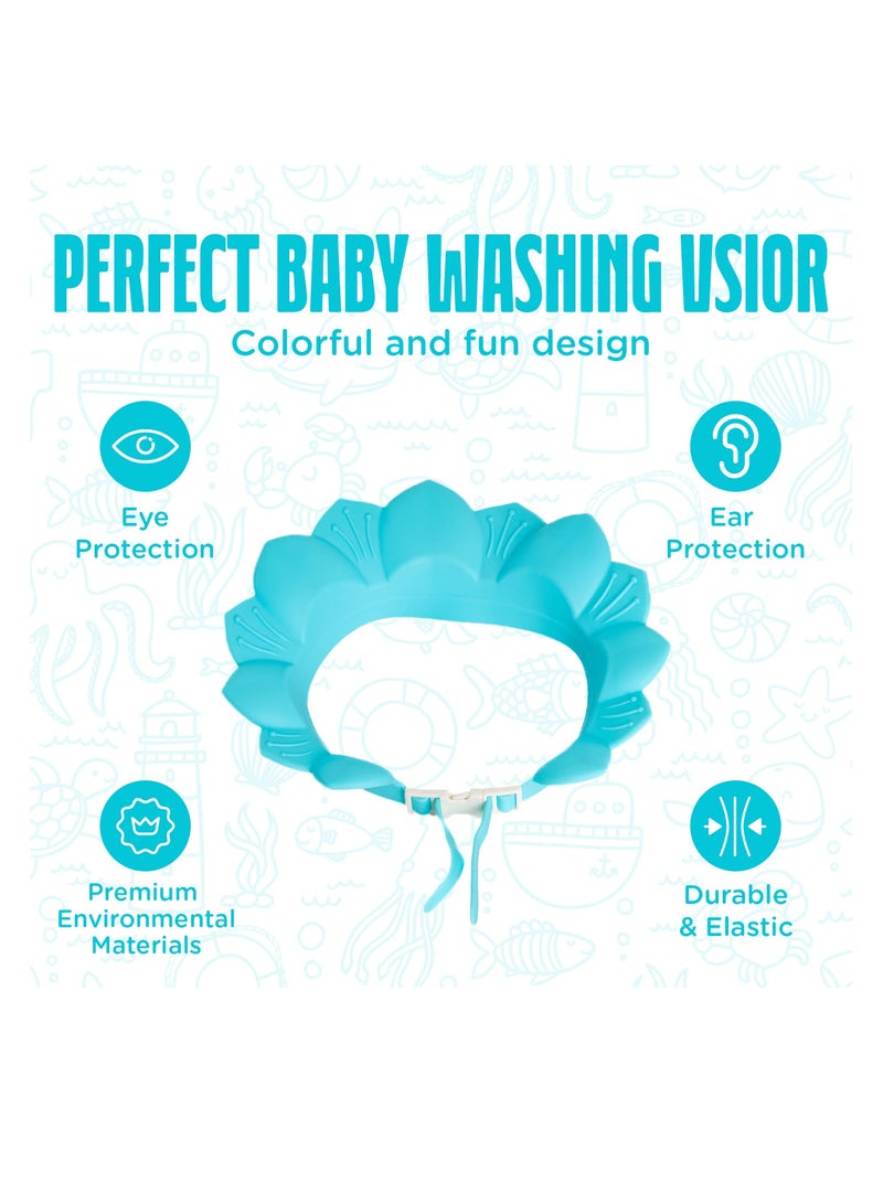 SYOSI Baby Shower Cap Adjustable Silicone Shampoo Bath Cap Protection Cap Safe Shampoo Shower Hat Waterproof Bathing Hat Infants Soft Shampoo Hat for Infants Toddlers Kids Children  Clip Blue  - Image 3