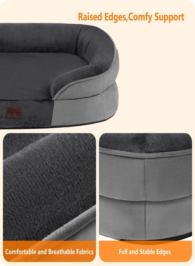 Dwanton Orthopedic Dog Bed for Large Dogs with Gel Memory Foam, Waterproof Dog Sofa, Washable Pet Bed with Four Sided Bolster Cushion, Removable Cover & Non-Slip Bottom, 38", Dark Grey - Image 5