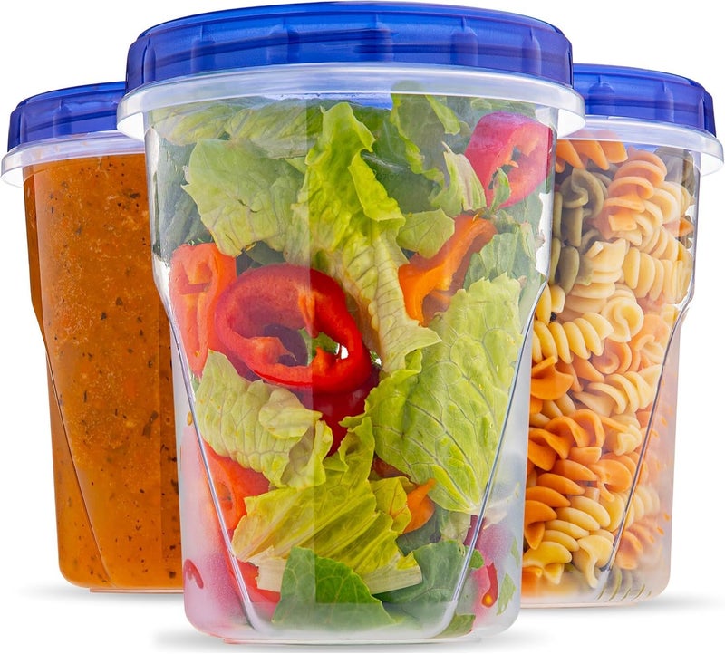 Plastic Food Deli Containers With Twist Top Lids 32 Oz 3 Pack Soup Food Storage Containers Takeout To Go Airtight Plastic Containers Microwave Freezer Dishwasher Safe BPAFree