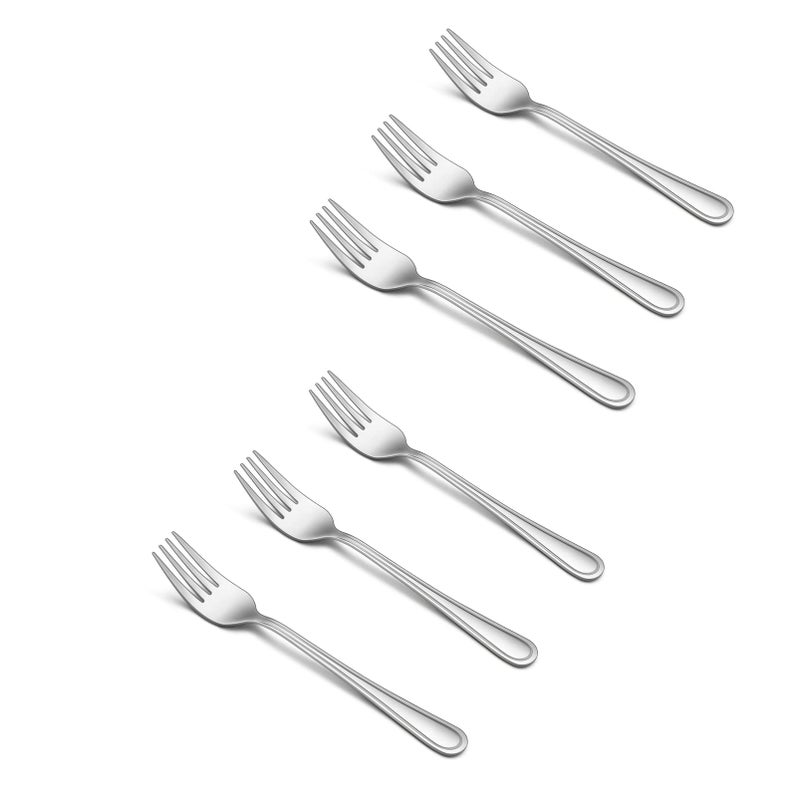 Teamfar Toddler Forks  6 Pcs Stainless Steel Kids Utensil Small Fork For Child Self Feeding  With Line Patterned Edge  Non Toxic & Healthy  Mirror Surface & Dishwasher Safe  Easy To Grip - Image 1