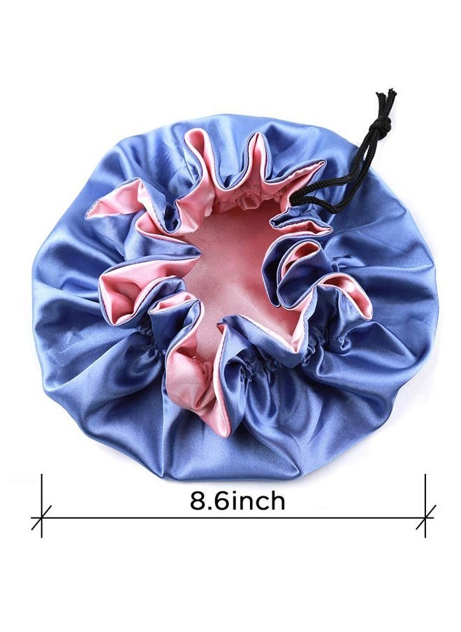 greatremy - Baby Bonnet Satin Sleep Cap,Reversible Kids Satin Hair Bonnet with Adjustable Drawstring for Baby Girl Boy/Infant/Toddler/Child Curly Natural Hair Sleeping Under 3 Years Old (Pink/Blue) - Image 1