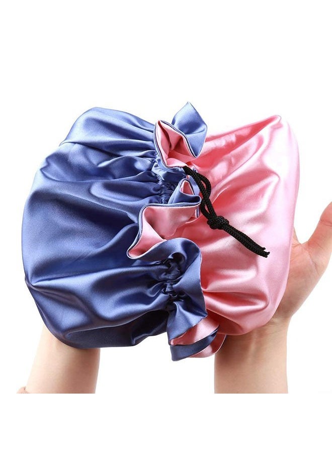 greatremy - Baby Bonnet Satin Sleep Cap,Reversible Kids Satin Hair Bonnet with Adjustable Drawstring for Baby Girl Boy/Infant/Toddler/Child Curly Natural Hair Sleeping Under 3 Years Old (Pink/Blue) - Image 1