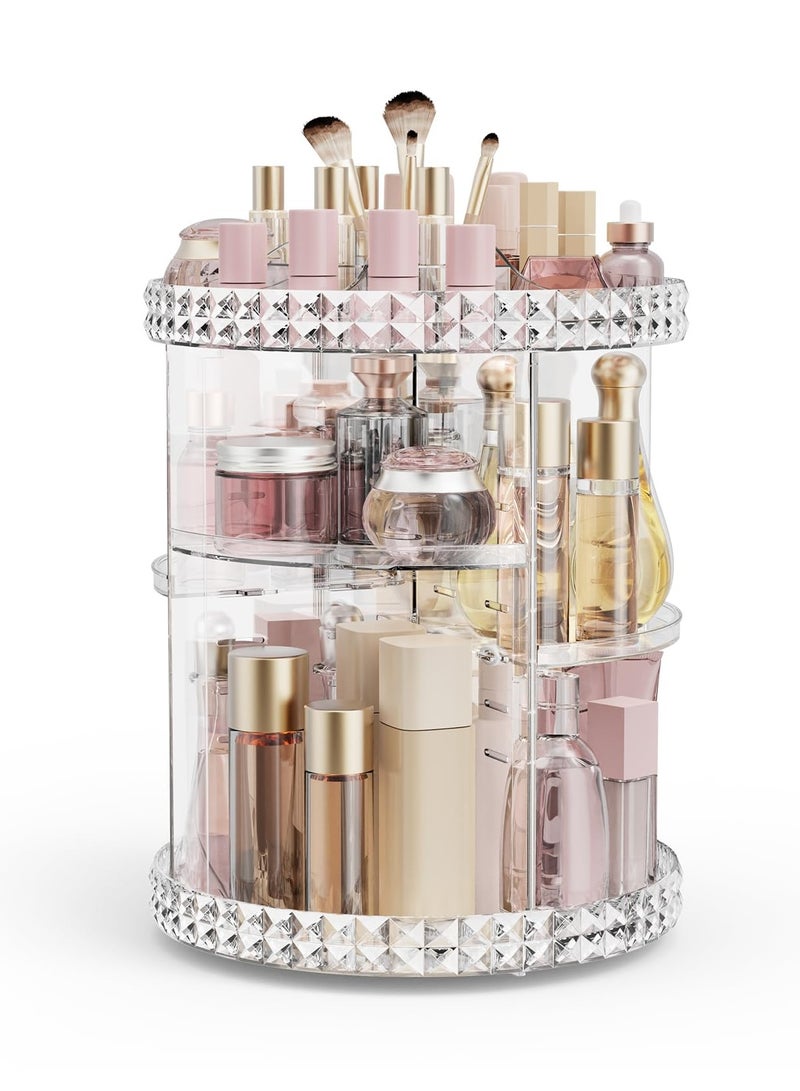 Excefore Rotating Makeup Organizer, 360° Spinning Skincare Organizers, Adjustable Layer Cosmetic Storage Lazy Susan Makeup Organizers for Dresser Bathroom, Medium - Image 1