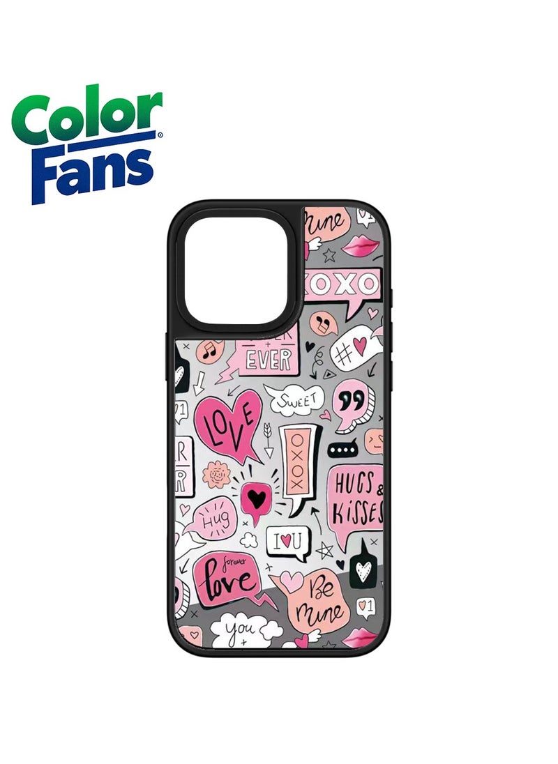 Color Fans Love Doodles Mirror Case - iPhone 11 Pro Max-Mirror with Pink Doodles 