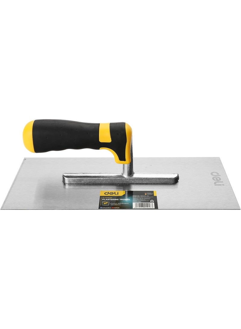Deli 280x130mm Plastering Trowel - Professional Steel Smoothing Tool for Walls & Ceilings - Ergonomic Handle for Comfortable Plastering - Image 1