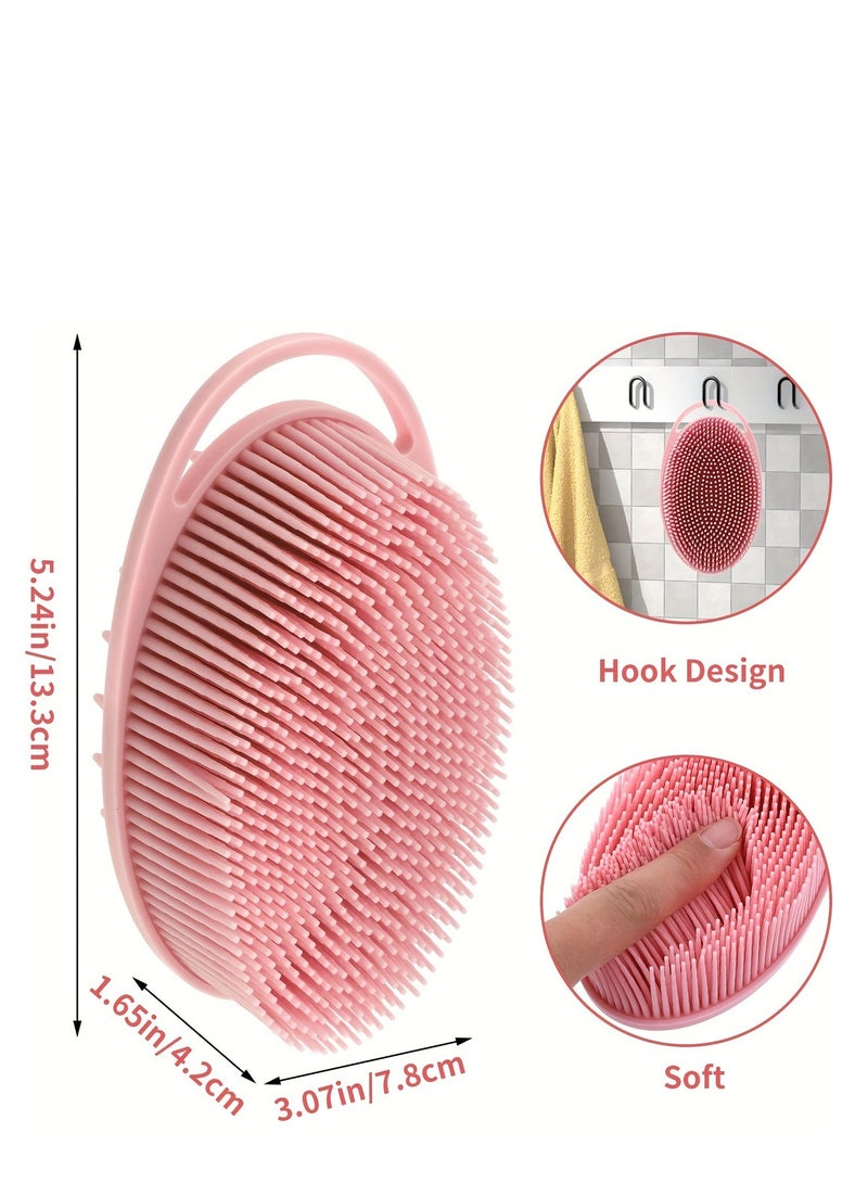2 Pcs Silicone Body Scrubber, Loofah Exfoliating Body Scrubber, Silicone Loofah Shower Body Scrubber 2 Pack, 2 in 1 Body Exfoliator Scrubber With Handle Body Scrub Bath Scrubber Scalp Massager Shampoo Brush  - Image 2