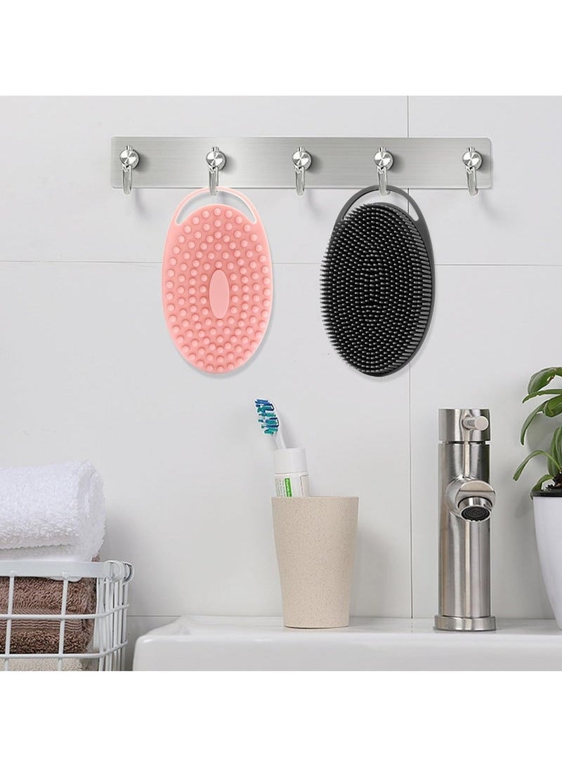 2 Pcs Silicone Body Scrubber, Loofah Exfoliating Body Scrubber, Silicone Loofah Shower Body Scrubber 2 Pack, 2 in 1 Body Exfoliator Scrubber With Handle Body Scrub Bath Scrubber Scalp Massager Shampoo Brush  - Image 3