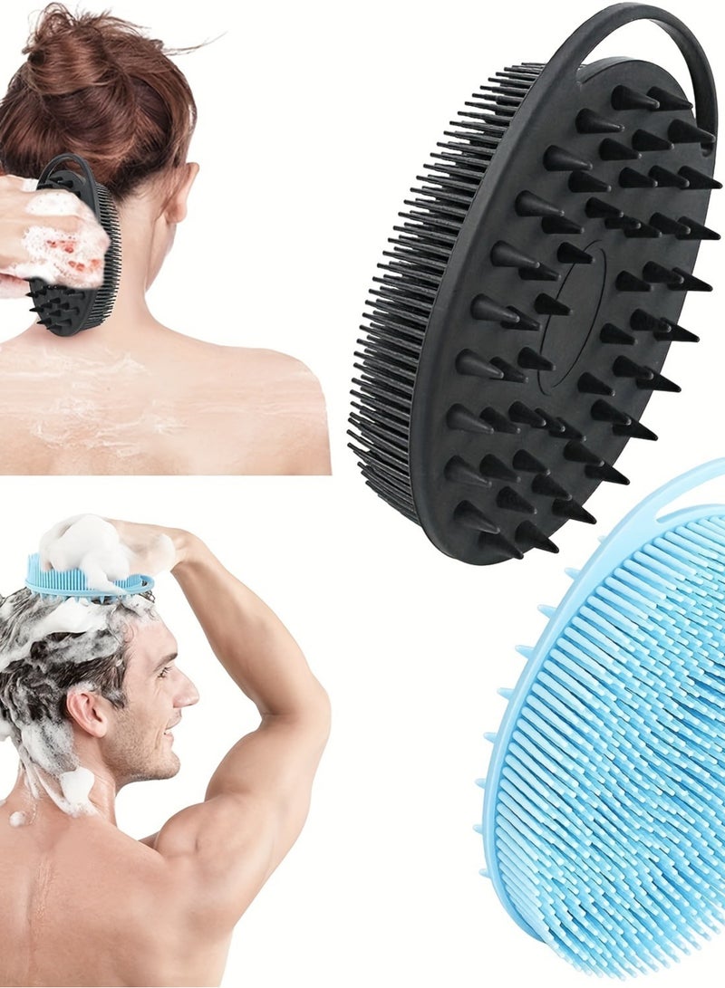 2 Pcs Silicone Body Scrubber, Loofah Exfoliating Body Scrubber, Silicone Loofah Shower Body Scrubber 2 Pack, 2 in 1 Body Exfoliator Scrubber With Handle Body Scrub Bath Scrubber Scalp Massager Shampoo Brush  - Image 5
