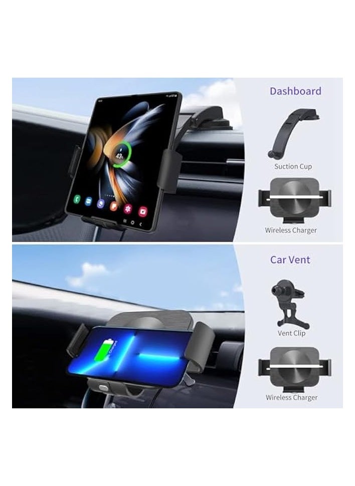 erorex Dual Coil Wireless Car Charger, Auto Clamping Wireless Car Charger Mount, 15W Fast Wireless Car Charger, Car Phone Holder Air Vent for Z Fold 5/4/3  - Image 5