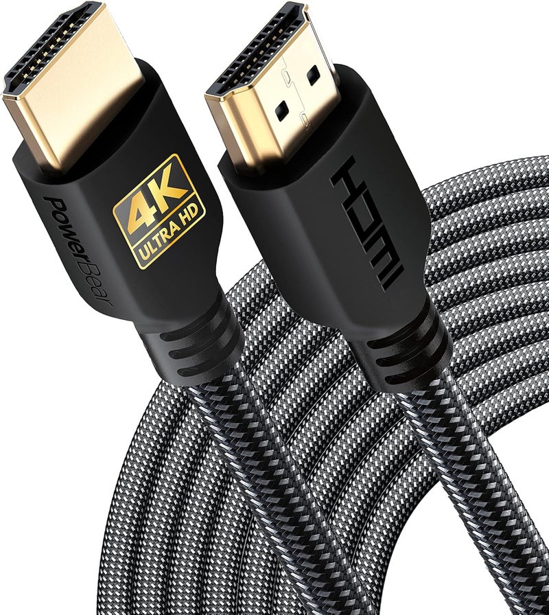 PowerBear 4K HDMI Cable 30 ft | High Speed, Braided Nylon & Gold Connectors, 4K @ 60Hz, Ultra HD, 2K, 1080P, ARC & CL3 Rated | for Laptop, Monitor, PS5, PS4, Xbox One, Fire TV, Apple TV & More - Image 1