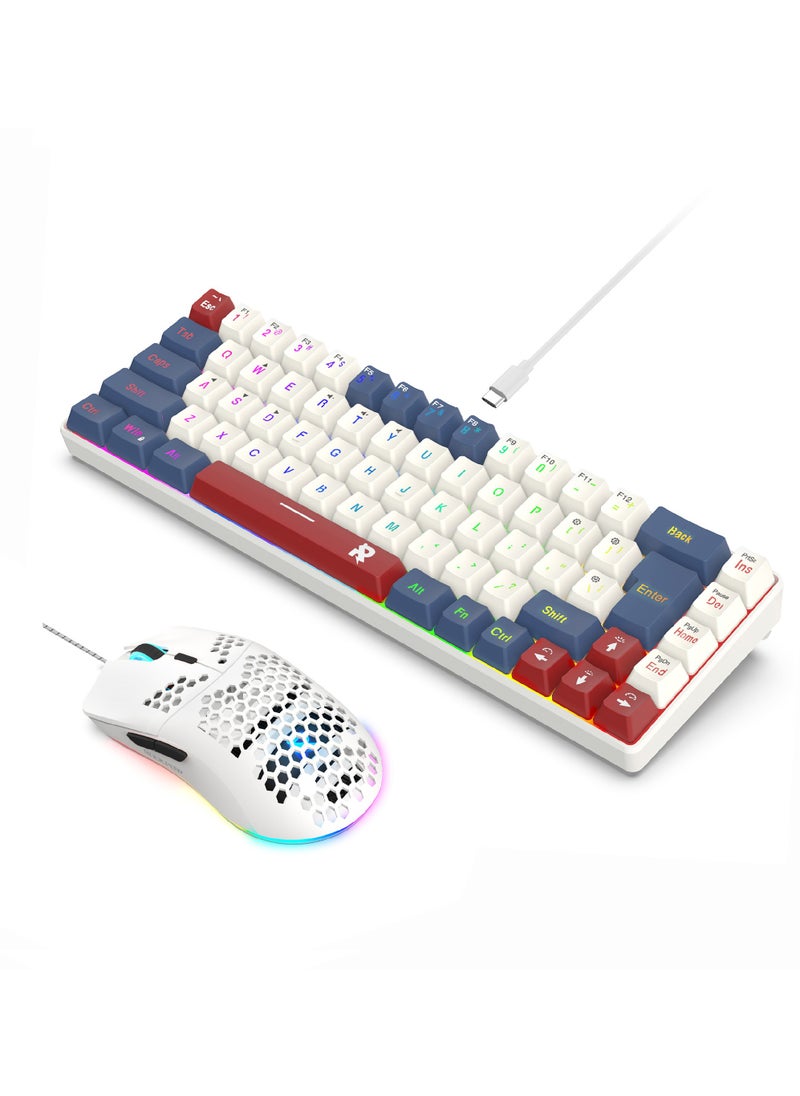 Rock Pow 60% Wired Gaming Keyboard Mouse Combo,RGB Gaming Mice Ergonomic Ultralight 8000DPI Optical Sensor,68 Keys RGB Backlit Gaming Keyboard,Ultra-Compact Mini Waterproof Keyboard for PC Computer Gamer.  - Image 1