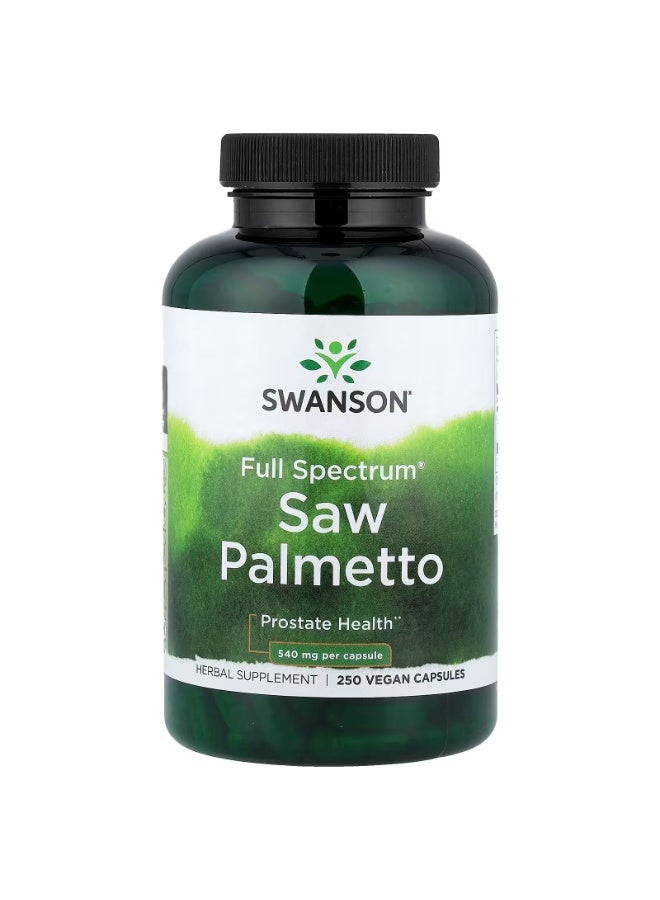 Swanson Full Spectrum Saw Palmetto 540 mg 250 Vegan Capsules - Image 1