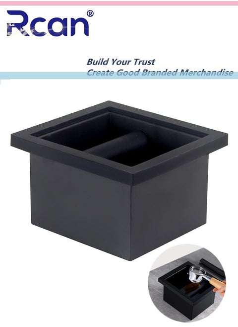 Coffee Knock Box, Black Espresso Knock Box Chute, Coffee Ground Container with Removable Knock Bar, Bottomless Stainless Steel Espresso Machine Accessories for Easy Waste Disposal