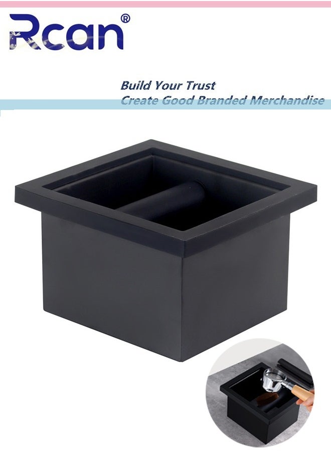 Coffee Knock Box, Black Espresso Knock Box Chute, Coffee Ground Container with Removable Knock Bar, Bottomless Stainless Steel Espresso Machine Accessories for Easy Waste Disposal