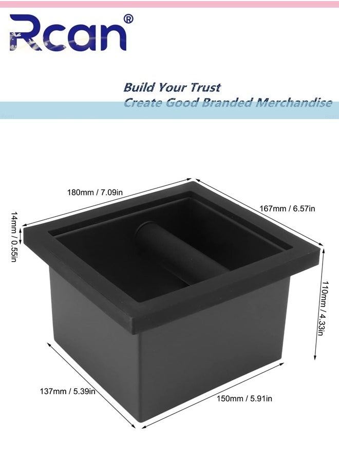 Coffee Knock Box, Black Espresso Knock Box Chute, Coffee Ground Container with Removable Knock Bar, Bottomless Stainless Steel Espresso Machine Accessories for Easy Waste Disposal