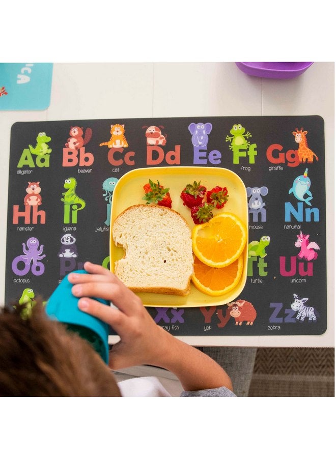 Hapinest Hapinest 6 Pack Reusable Non Slip Educational Placemats for Kids & Toddlers, Learning Mat Alphabet Numbers US Map Placemats, Kids Placemats for Dining Table School, Wipeable Washable Plastic Placemat  - Image 1