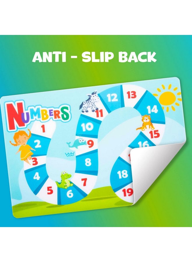 Hapinest Hapinest 6 Pack Reusable Non Slip Educational Placemats for Kids & Toddlers, Learning Mat Alphabet Numbers US Map Placemats, Kids Placemats for Dining Table School, Wipeable Washable Plastic Placemat  - Image 3
