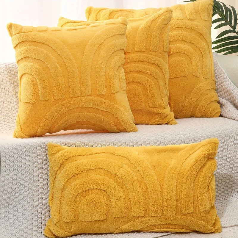 1pc Yellow Velvet Arch Flower Pillowcase 50x50 - Image 4