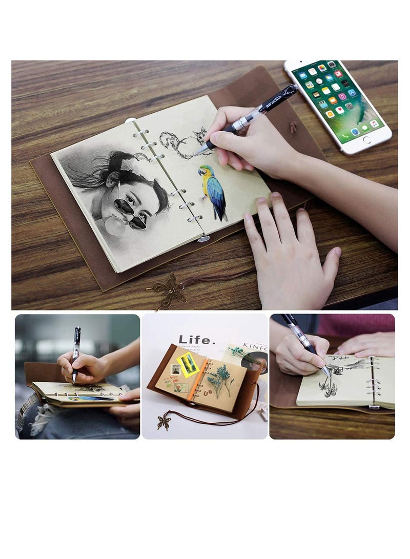 Excefore Leather Journal Notebook Diary Kraft Paper Vintage Spiral Bound Notebook Refillable Sketchbook Travel Journal to Write Blank Pages Souvenir Suitable As Gifts for Girls  - Image 4
